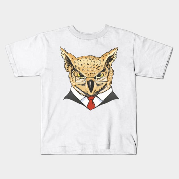 Business Owl t shirt P R t shirt Kids T-Shirt by LindenDesigns